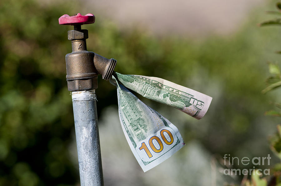 Water Spigot With Money Flowing Out Photograph by William H. Mullins
