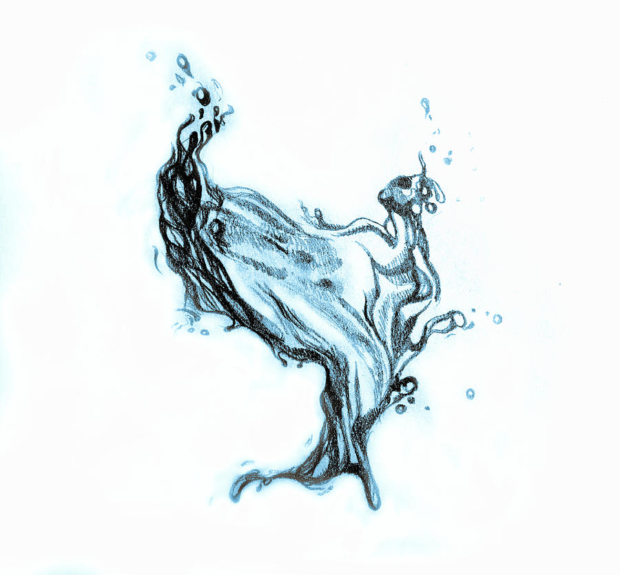 Water splash drawing Drawing by Oana Unciuleanu