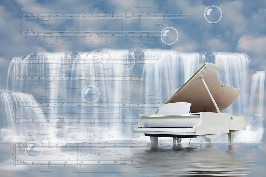 Water synphony for piano Digital Art by Angel Jesus De la Fuente
