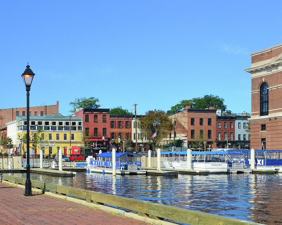 Water Taxi Stop - Inner Harbor at Fells Point, Baltimore Photograph by Alex Vishnevsky