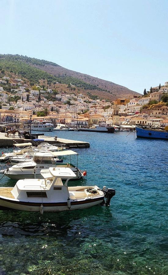 Water taxis in Hydra Greece  Photograph by Nadia Seme