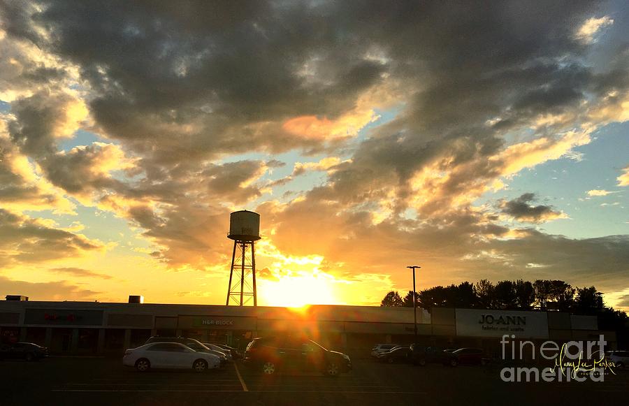 Water Tower At Sunset Photograph by MaryLee Parker