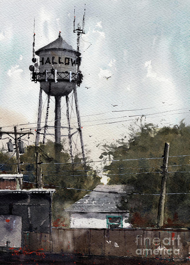 Water Tower Shallowater Texas Painting by Tim Oliver