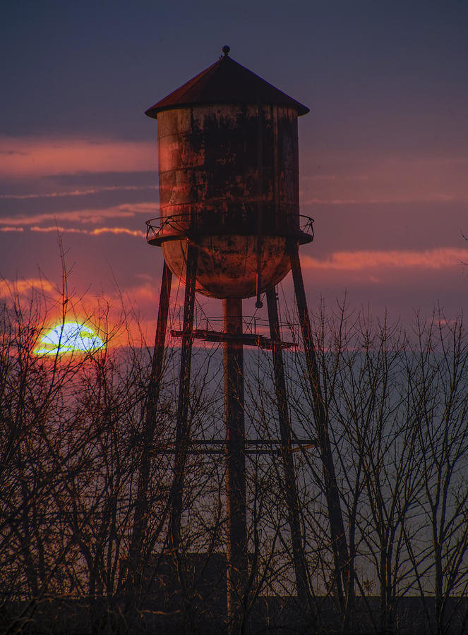 Sunset Photograph - Water Tower Sunset by Bill Cannon