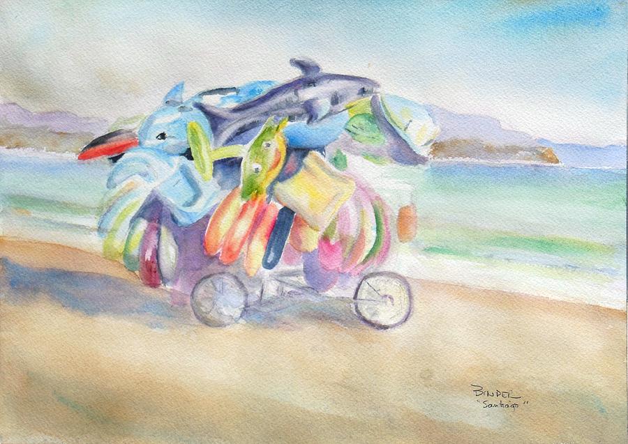 Water Toy Painting - Water Toy Vendor on teh beaches of Santiago Bay, Manzanillo by Diane Binder Water Toy Painting - Water Toy Vendor on teh beaches of Santiago Bay, Manzanillo by Diane Binder