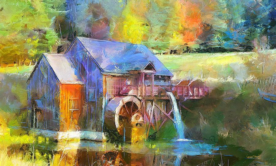 Water Wheel Cottage Painting by Wayne Pascall