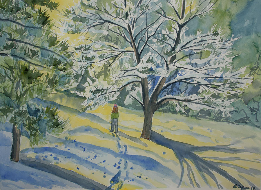 Watercolor - A Stroll Through the Winter Forest Painting by Cascade Colors
