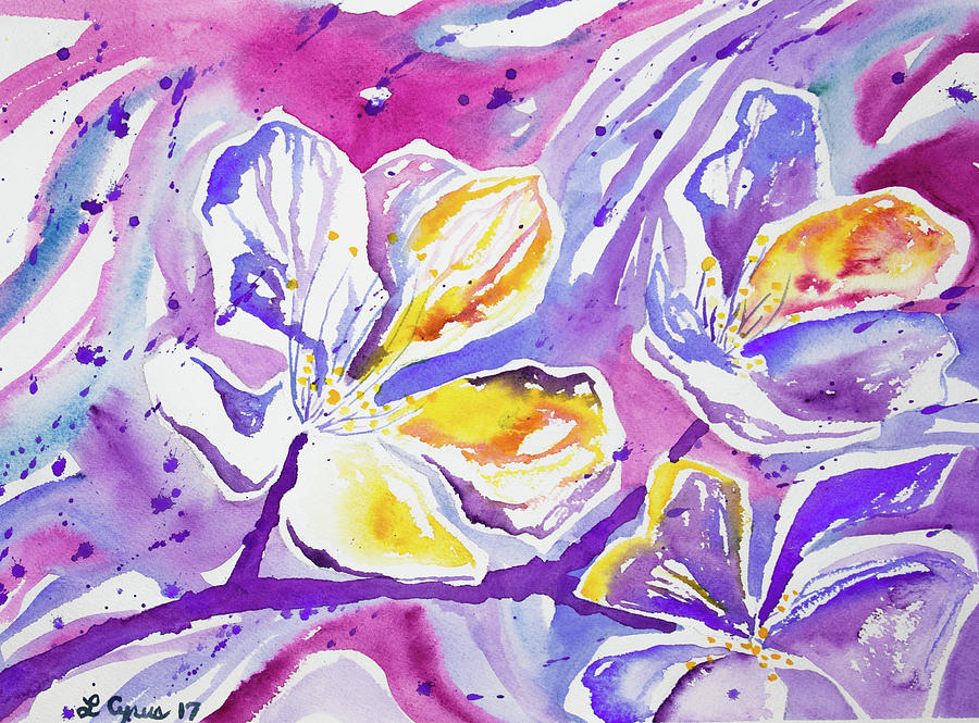 Watercolor - Abstract Flowers Painting by Cascade Colors
