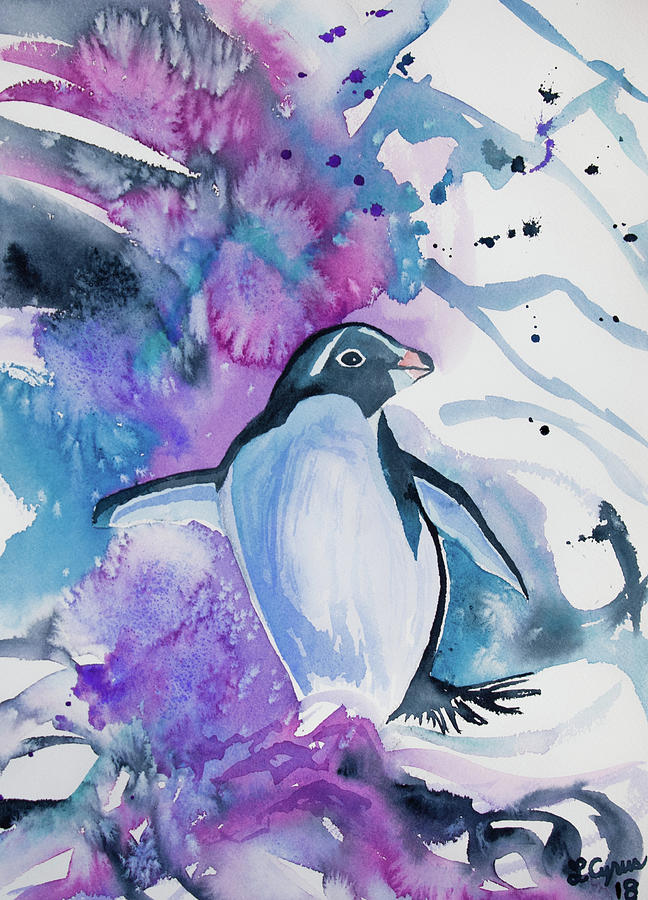 Watercolor - Adelie Penguin Painting by Cascade Colors