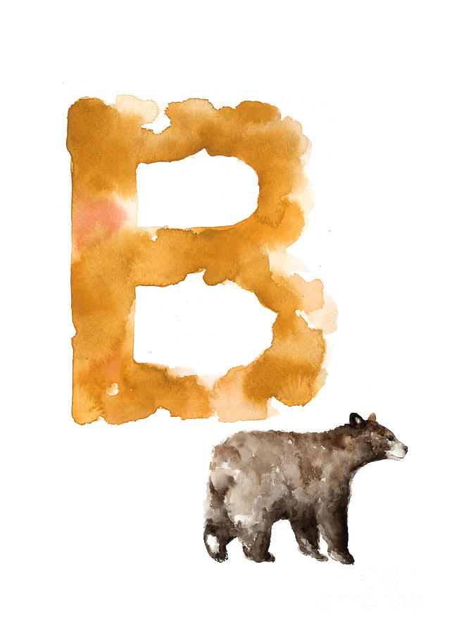 Abstract Painting - Watercolor alphabet bear poster by Joanna Szmerdt