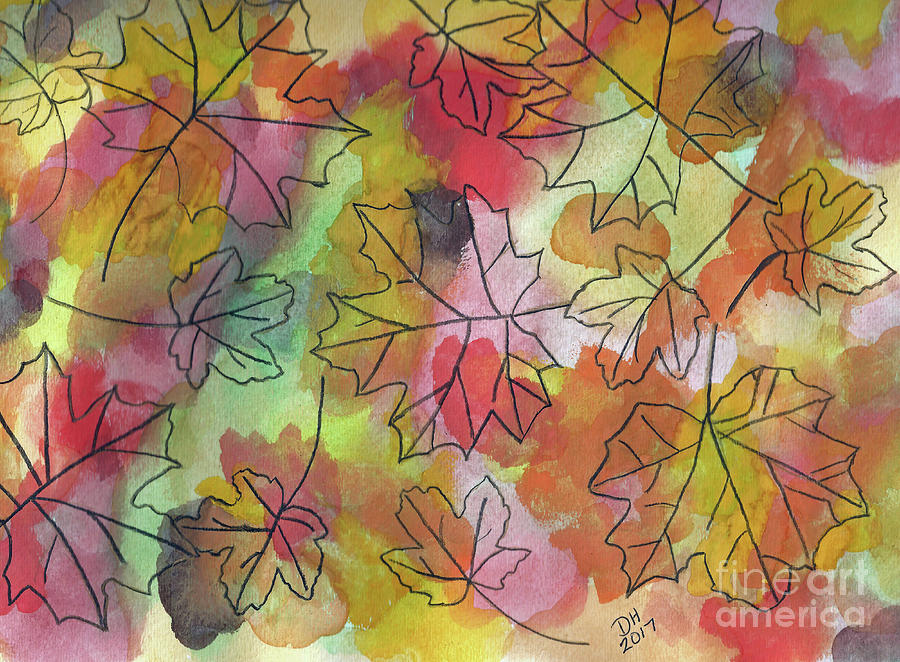 Watercolor Autumn Painting by D Hackett