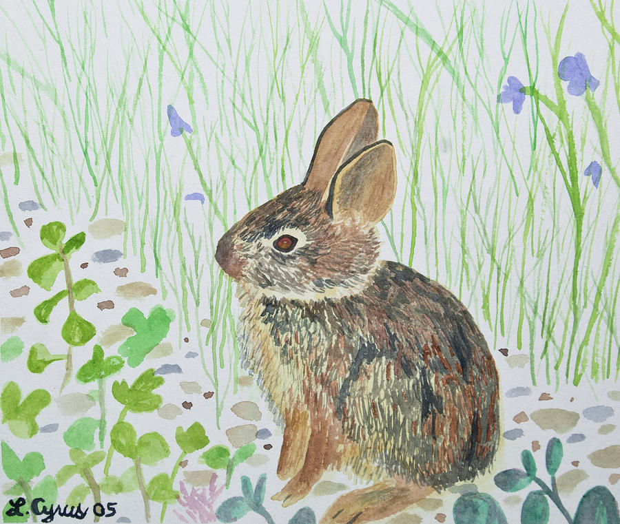 Watercolor - Baby Bunny Painting by Cascade Colors