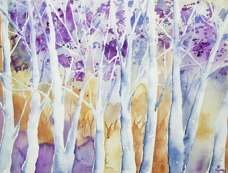 Watercolor - Birch Forest Painting by Cascade Colors
