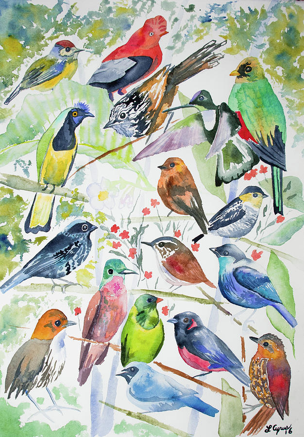 Watercolor - Birds of San Isidro Painting by Cascade Colors
