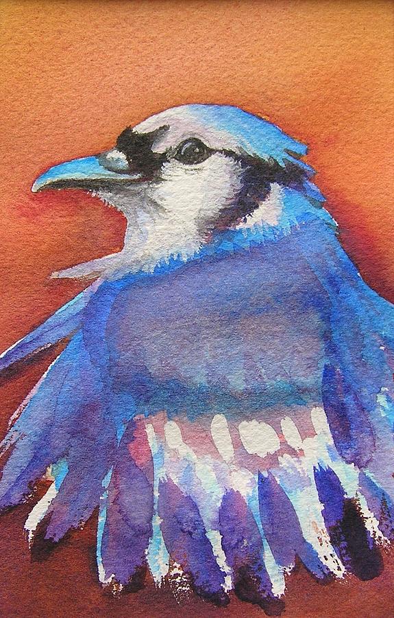 Watercolor Blue Jay Painting by Patricia Piffath