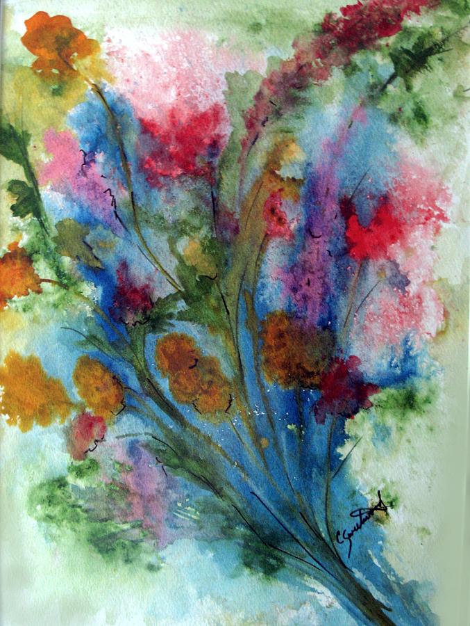 Watercolor Bouquet Painting by Carol Sweetwood