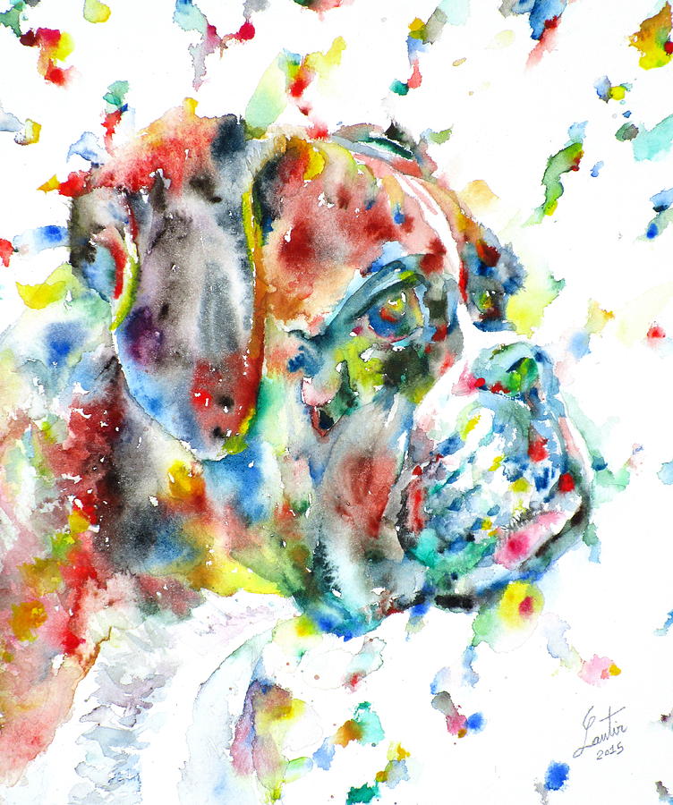 Watercolor Boxer Painting by Fabrizio Cassetta
