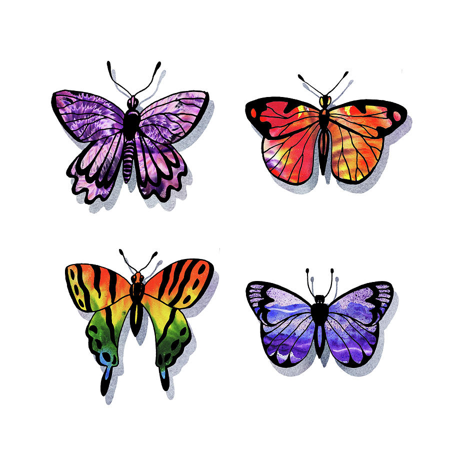 Watercolor Butterflies Collection IV Painting by Irina Sztukowski