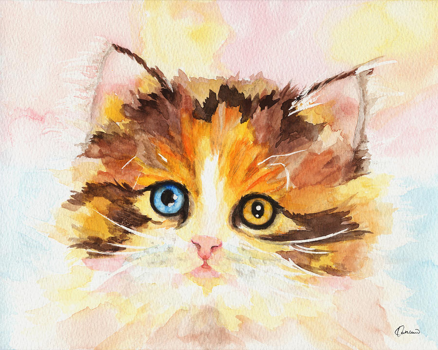 Kitchen Aid Cat in Yellow Watercolor (Sold, Print Only) - NEMAA