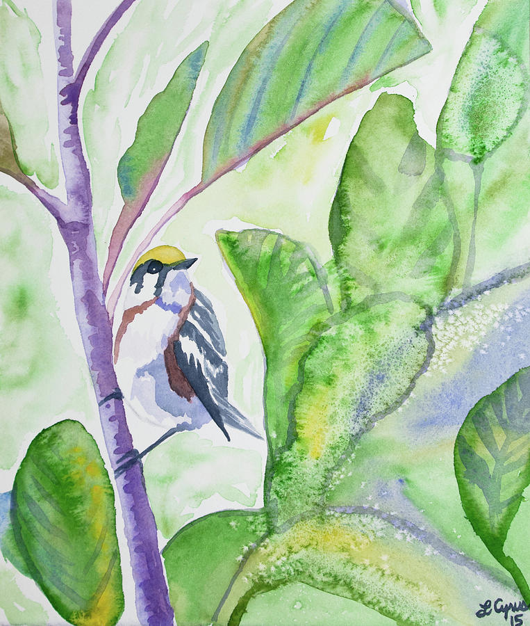 Watercolor - Chestnut-sided Warbler Painting by Cascade Colors
