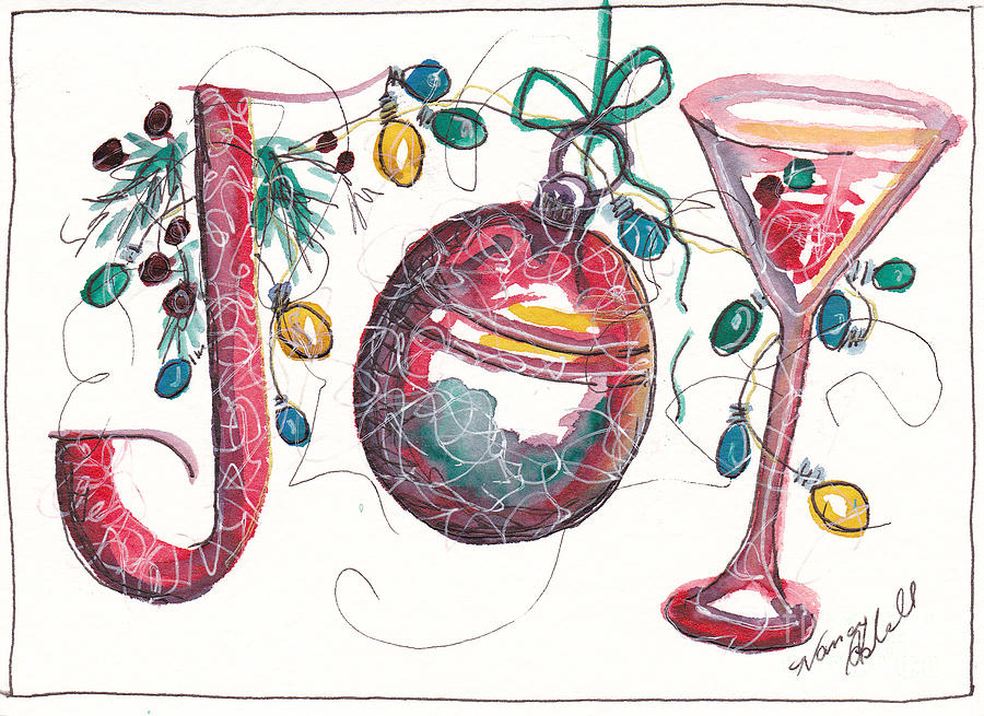 Joy Painting - Watercolor Christmas Notecard by Michele Hollister - for Nancy Asbell