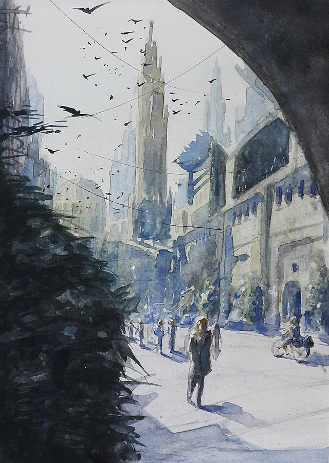 watercolor cityscape