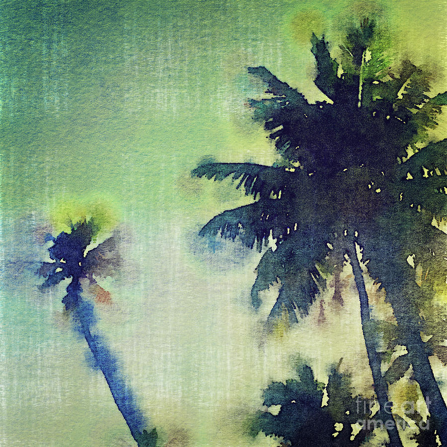 Watercolor Coconut Tree Tropical Vintage Palm  Digital Art by Beverly Claire Kaiya