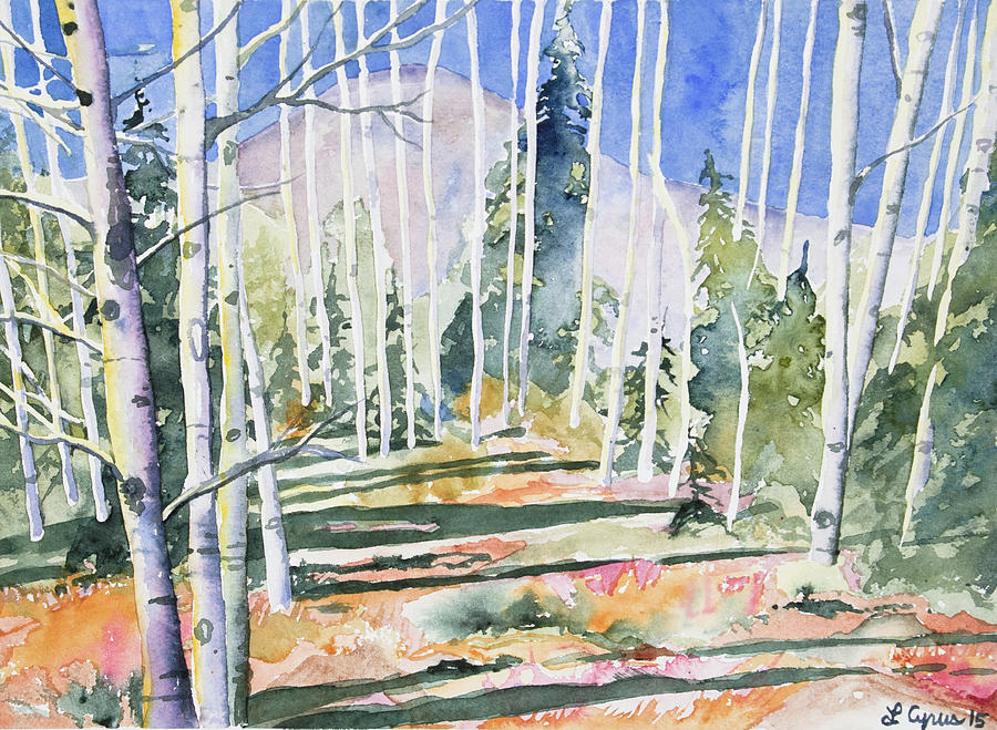 Watercolor - Colorado Aspen And Mountain Landscape Painting