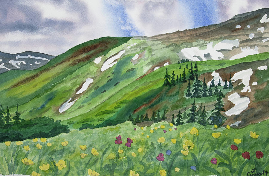 Watercolor - Colorado Mountain and Flower Landscape Painting by Cascade Colors