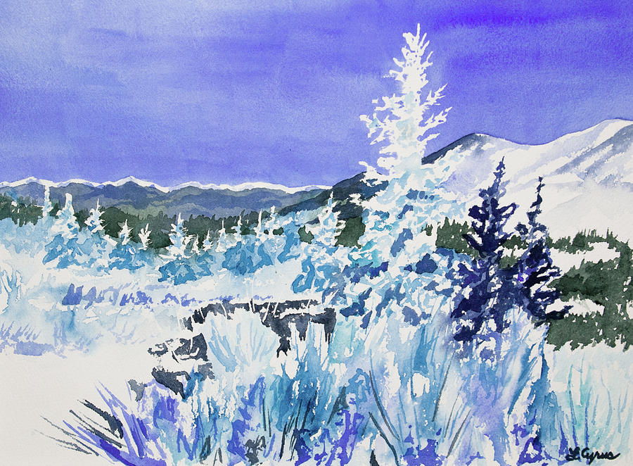 Watercolor - Colorado Snowy Landscape Painting by Cascade Colors