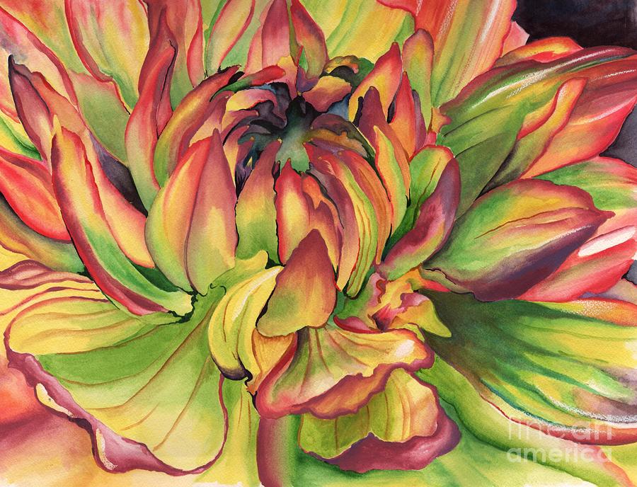 Watercolor Dahlia Painting by Angela Armano