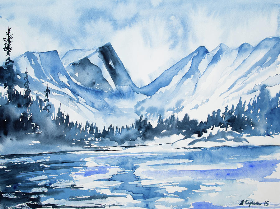 Watercolor - Dream Lake Winter Landscape Painting by Cascade Colors