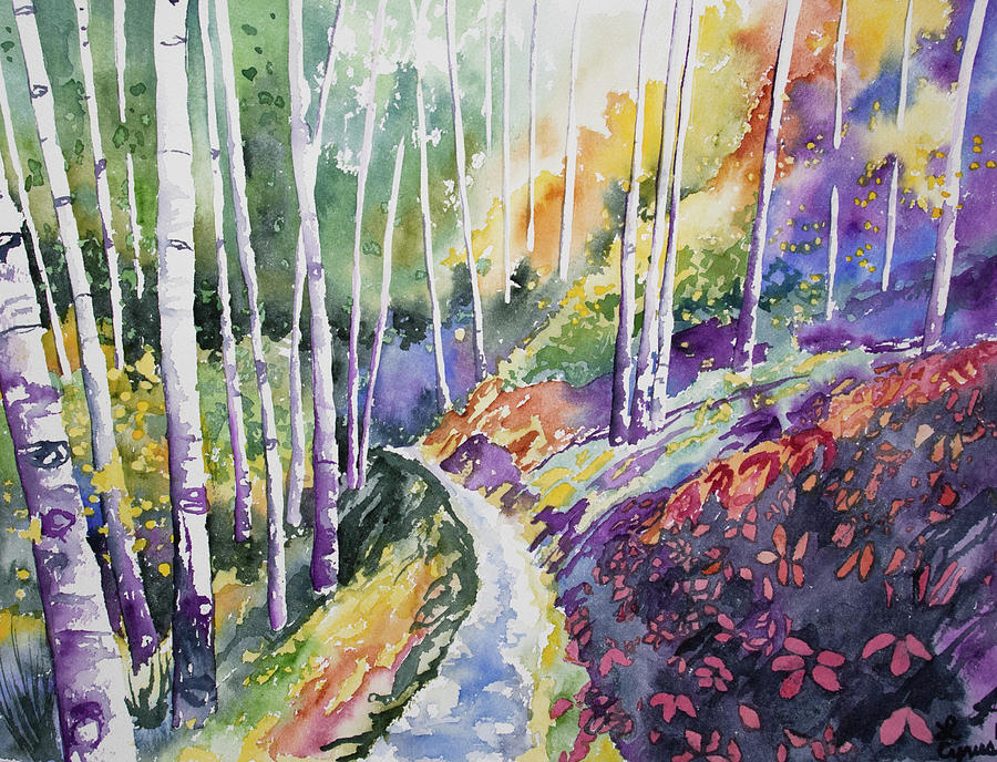 Watercolor - Early Autumn Forest Painting by Cascade Colors