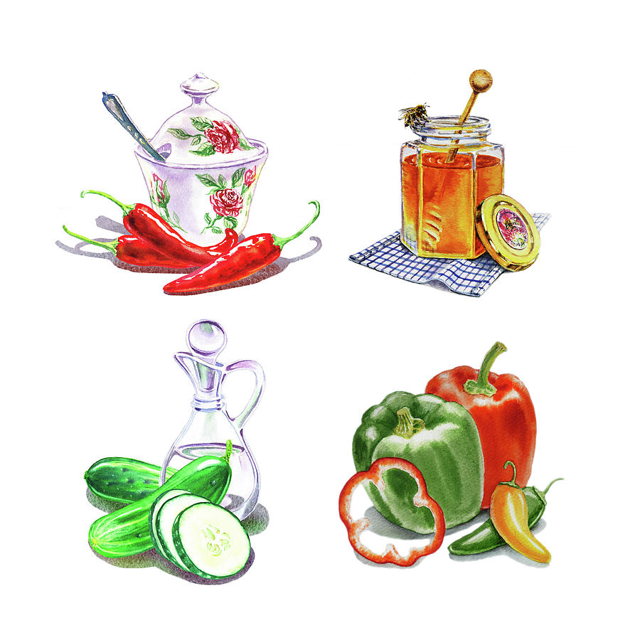 Watercolor Editorial Food Illustrations The Sweet The Hot The Sour Painting