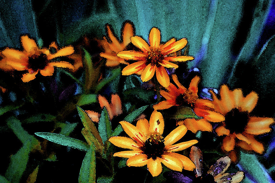 Watercolor Expressionist Garden Flowers 1639 W_2 Photograph by Steven Ward