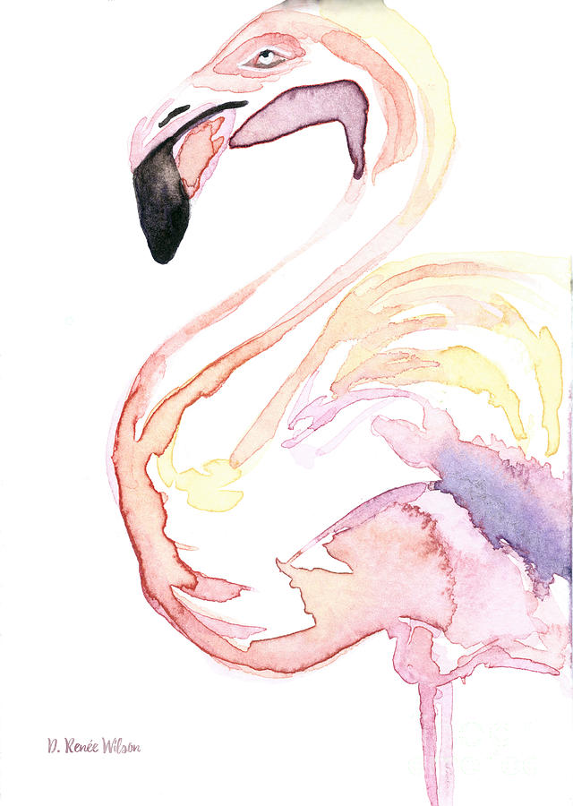Watercolor Flamingo I Painting