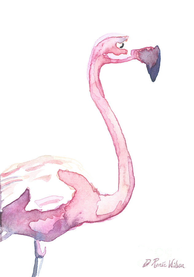 Watercolor Flamingo II Painting
