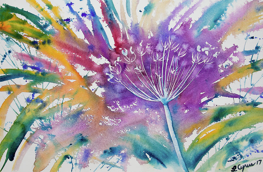 Watercolor - Flower Going to Seed Painting by Cascade Colors