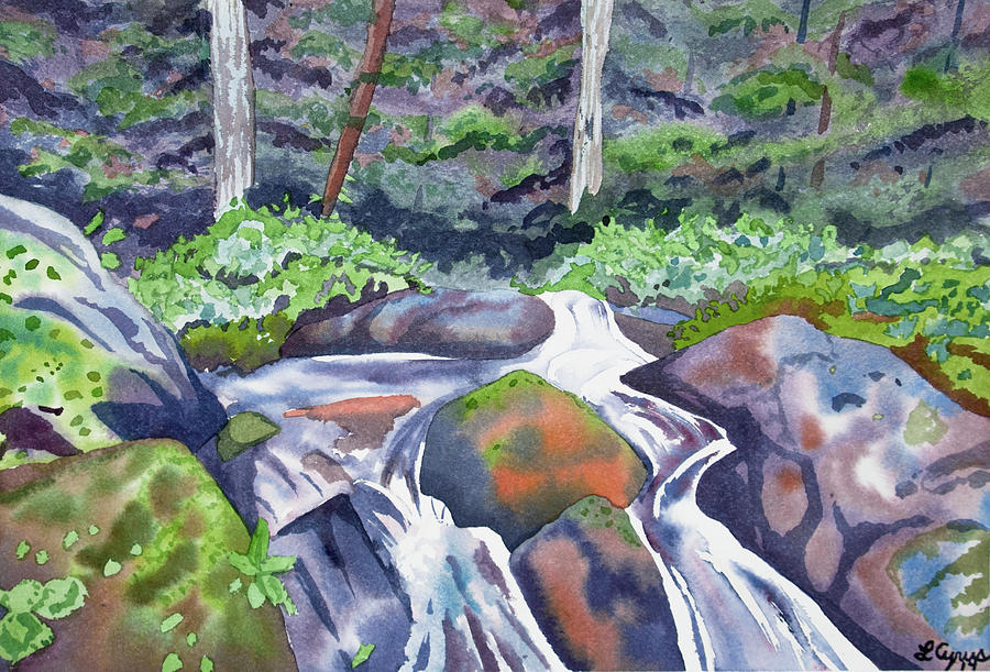 Watercolor - Forest and Mountain Stream Painting by Cascade Colors