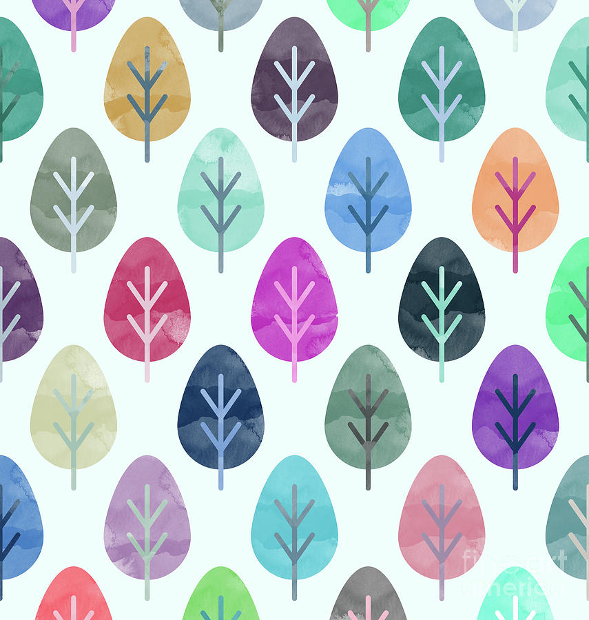 Watercolor forest pattern  Digital Art by Amir Faysal