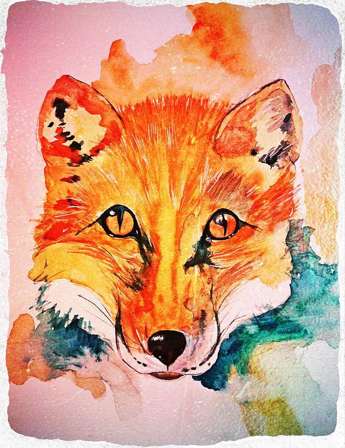 Watercolor Fox Painting by Modern Art