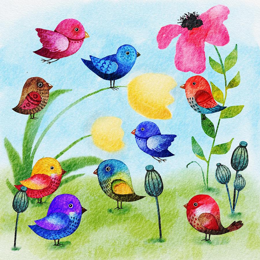 Watercolor Garden Party Painting by Little Bunny Sunshine - Fine Art ...