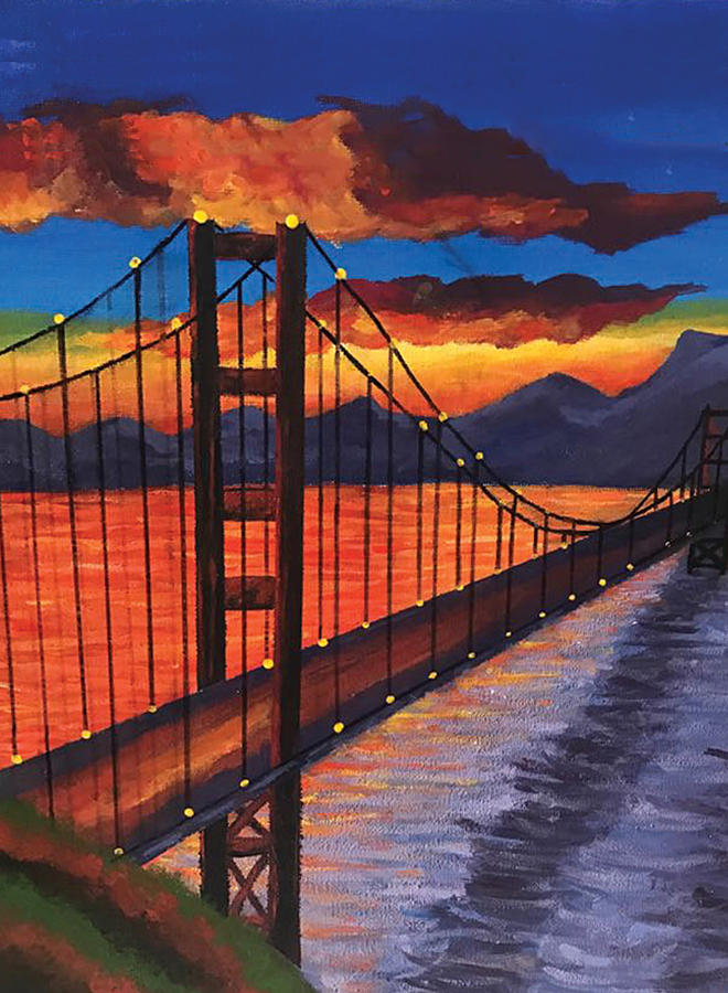 Golden Gate bridge acrylic painting by Mypaperlove P