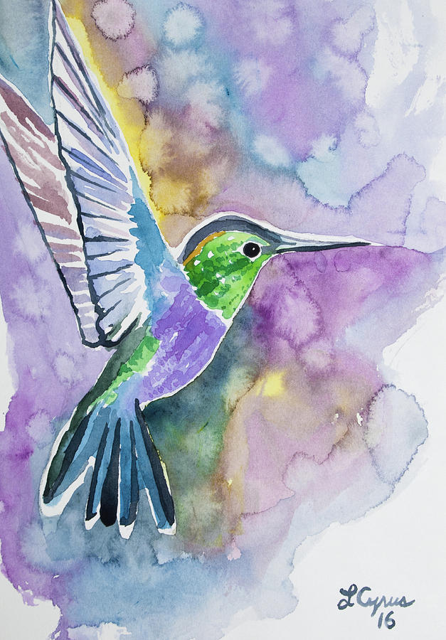 Hummingbird Painting - Watercolor - Green-crowned Wood Nymph by Cascade Colors