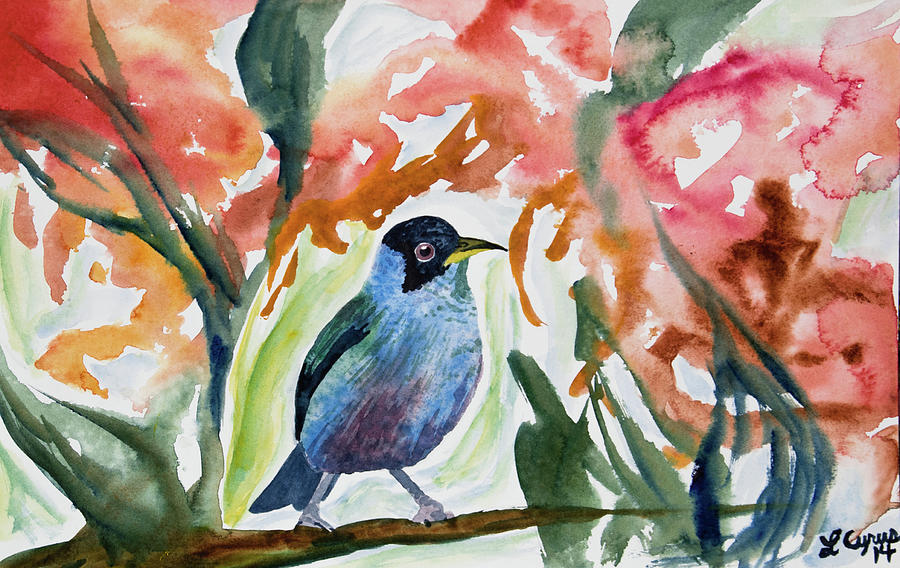 Watercolor - Green Honeycreeper Painting by Cascade Colors