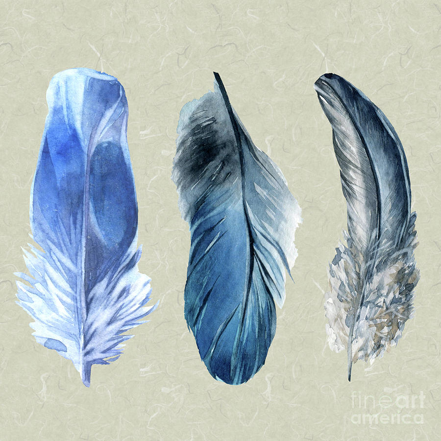 Watercolor Hand Painted Feathers Painting by Heinz G Mielke
