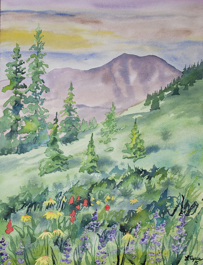 Watercolor - Hike to the Blue Lakes Painting by Cascade Colors