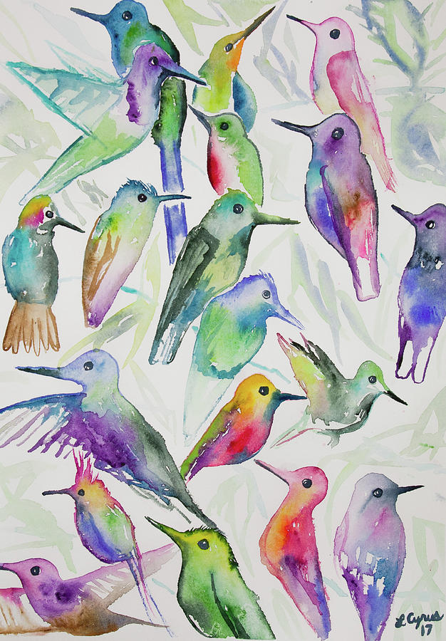 Watercolor - Hummingbirds Painting by Cascade Colors