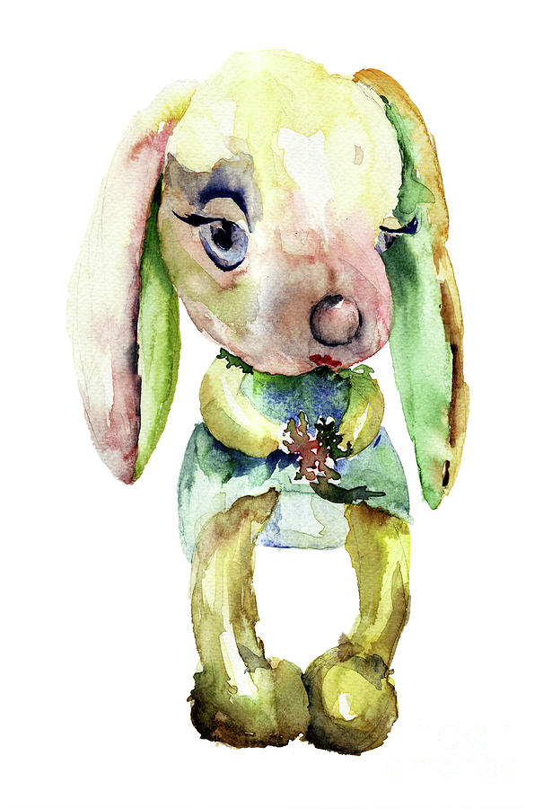 Watercolor illustration of rabbit Painting by Regina Jershova