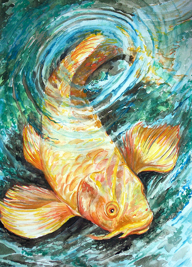 Watercolor koi study Painting by Jenn Cunningham
